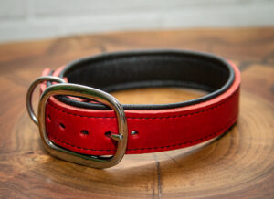 Lederhalsband - rot/schwarz - breit – Bild 2